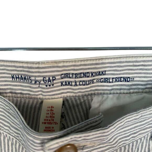 GAP  Girlfriend Khaki Pants Jeans Black White Stripe Pant Size 8 NWOT - Picture 5 of 8